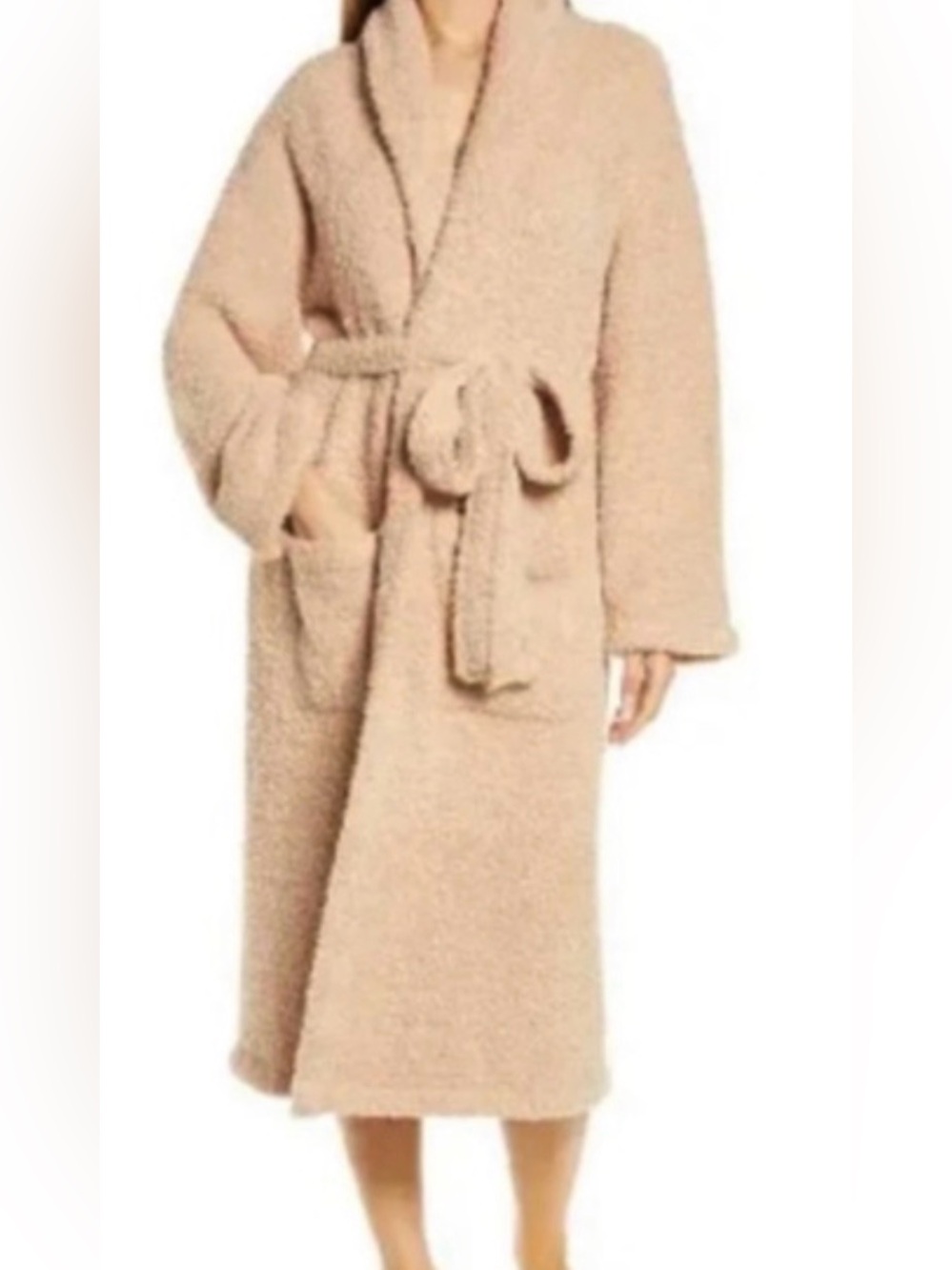 Barefoot dreams Cozy Shawl-Collar Sherpa Robe Coat - Beige